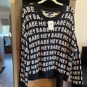 Brunette the Label “Hey Babe” sweater, M/L, brand new with tags attached